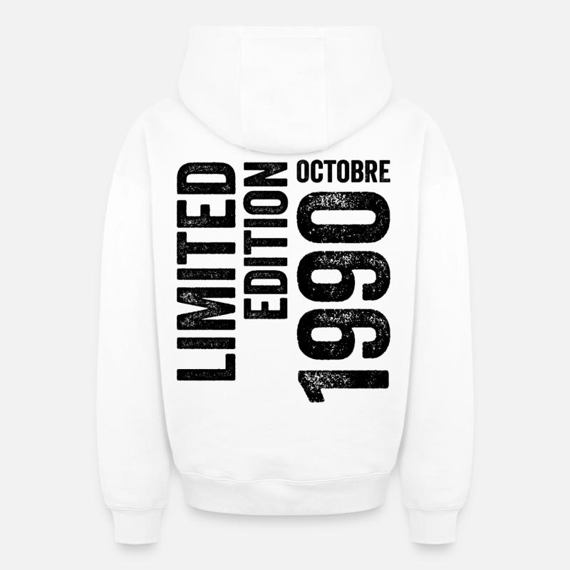 1990 - Sweat à capuche unisexe zippé oversize épais SPREAD - blanc