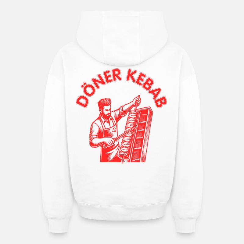 Döner kebab - Sweat à capuche unisexe zippé oversize épais SPREAD - blanc