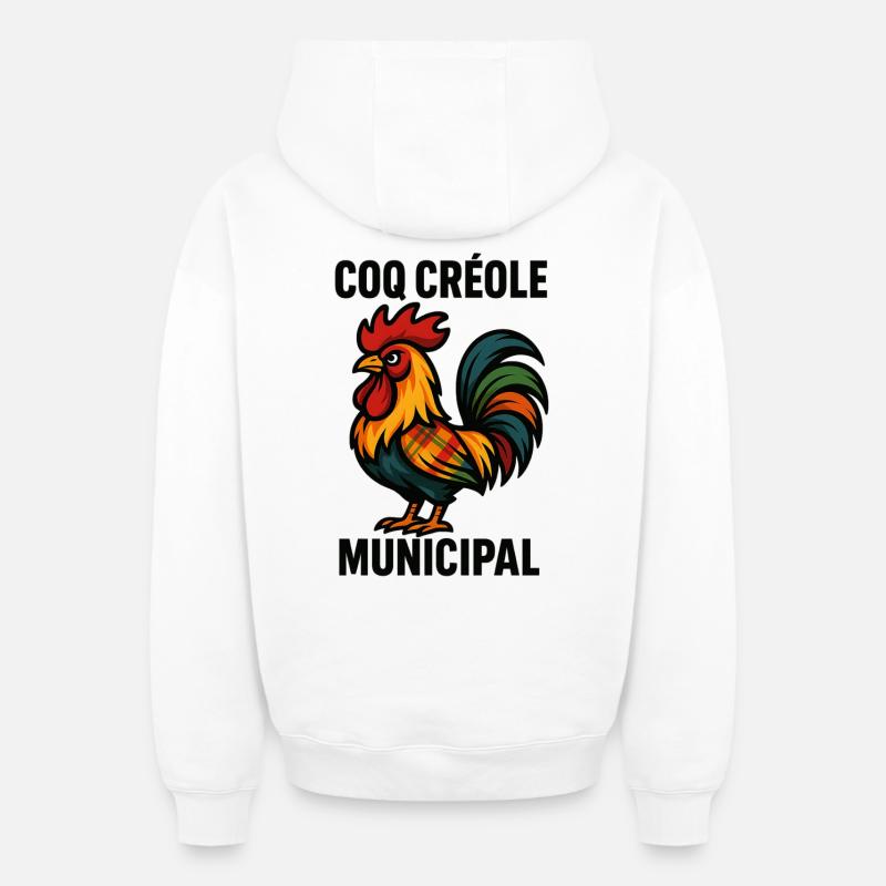 Coq Creole Municipal - Sweat à capuche unisexe zippé oversize épais SPREAD - blanc