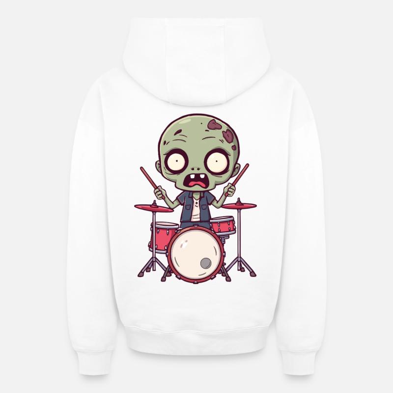 Batteur effrayant - Zombie - Sweat à capuche unisexe zippé oversize épais SPREAD - blanc