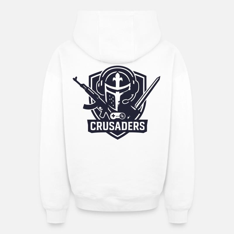 Crusaders_Logo_ _NavyBlue - Sweat à capuche unisexe zippé oversize épais SPREAD - blanc
