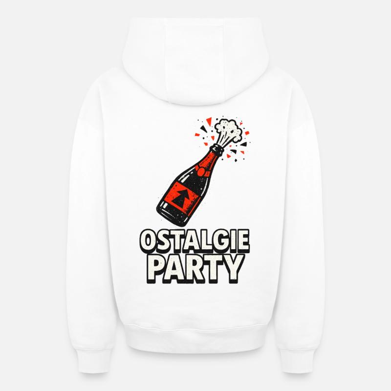 Bouteille de fête Ostalgie - Sweat à capuche unisexe zippé oversize épais SPREAD - blanc