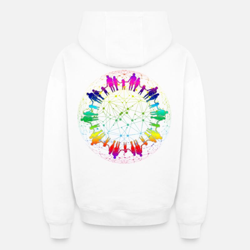 Rainbow Net de la communauté - Sweat à capuche unisexe zippé oversize épais SPREAD - blanc