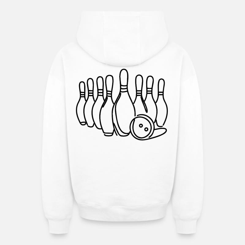 Quilles de bowling - Sweat à capuche unisexe zippé oversize épais SPREAD - blanc