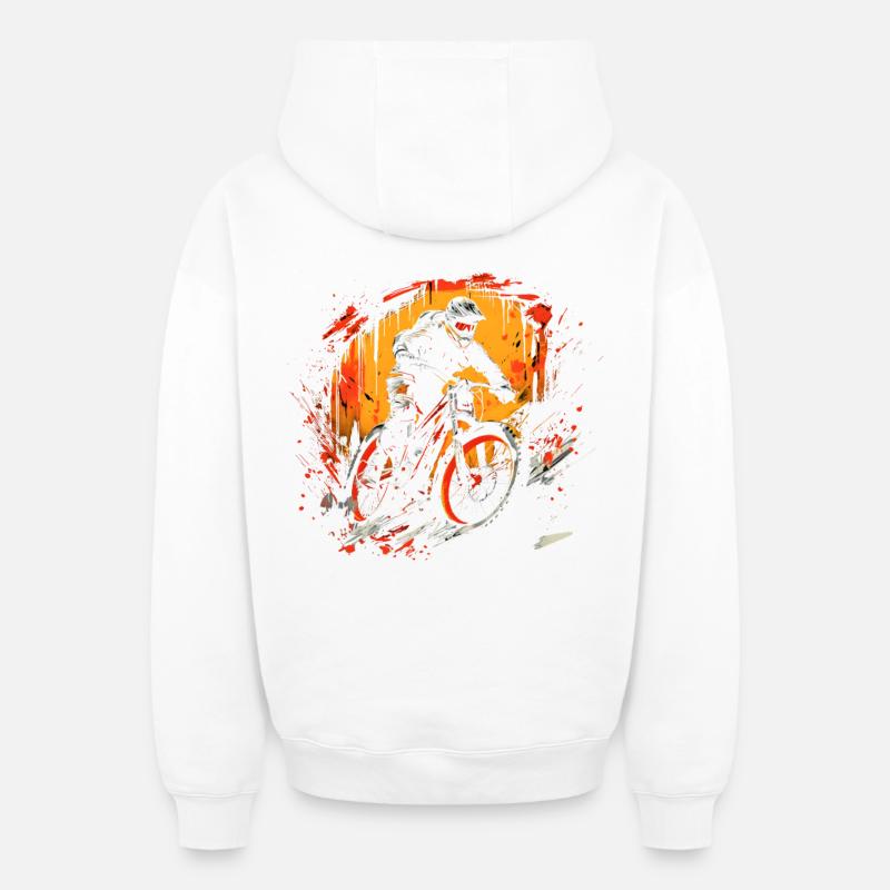 Illustration de VTT - Sweat à capuche unisexe zippé oversize épais SPREAD - blanc