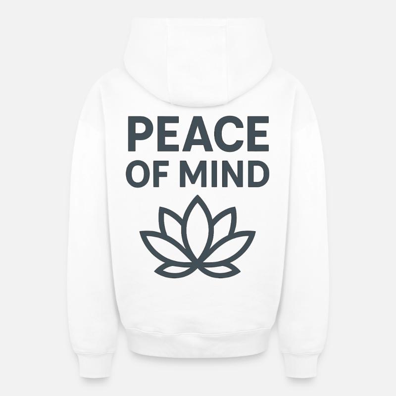 Frieden des Geistes Lotus - Sweat à capuche unisexe zippé oversize épais SPREAD - blanc