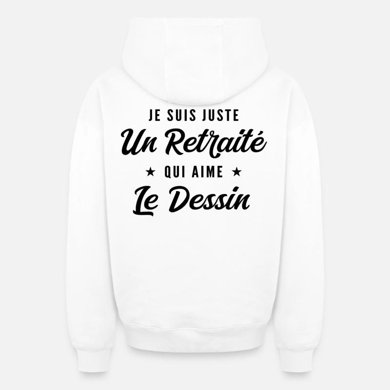 Retraité Dessinateur Humour Cadeau Retraite - Sweat à capuche unisexe zippé oversize épais SPREAD - blanc