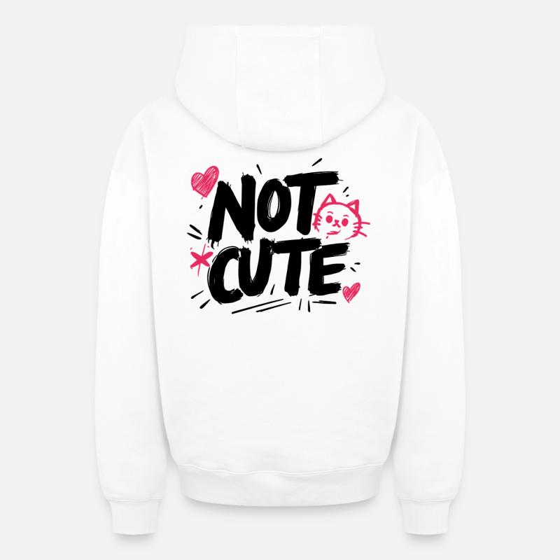 Pas mignon ! - Sweat à capuche unisexe zippé oversize épais SPREAD - blanc