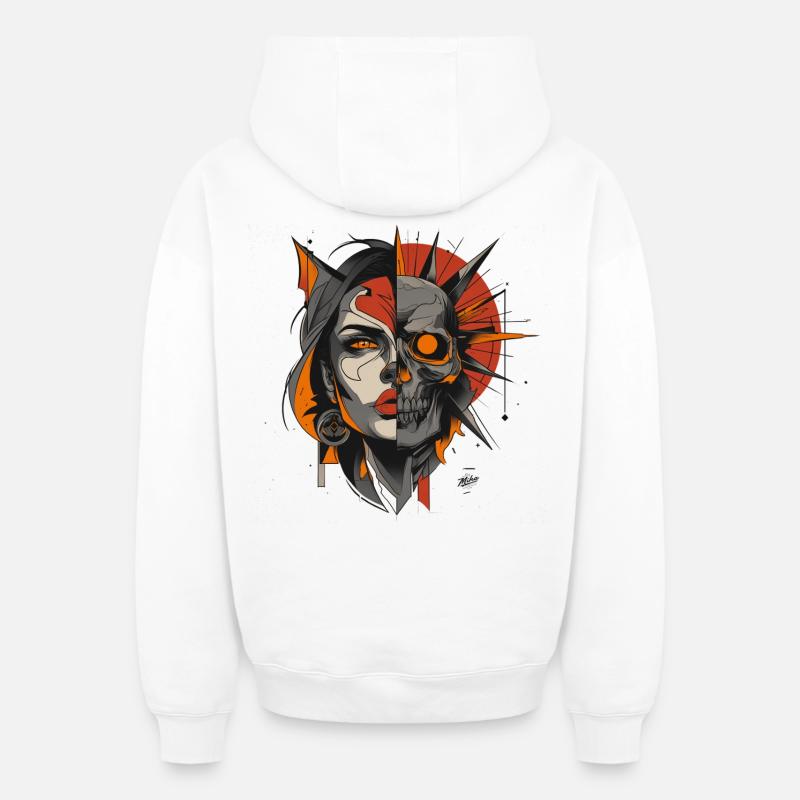Dualité de l’humanité - Sweat à capuche unisexe zippé oversize épais SPREAD - blanc