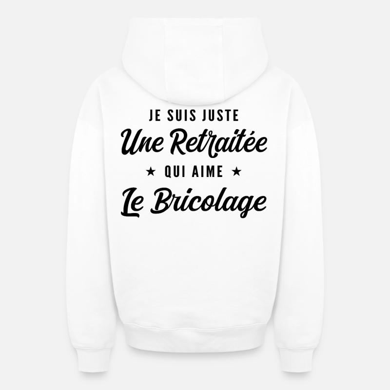 Retraitée Bricoleuse Humour Cadeau Retraite - Sweat à capuche unisexe zippé oversize épais SPREAD - blanc