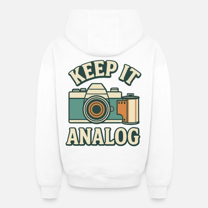 Restez analogique - Sweat à capuche unisexe zippé oversize épais SPREAD - blanc