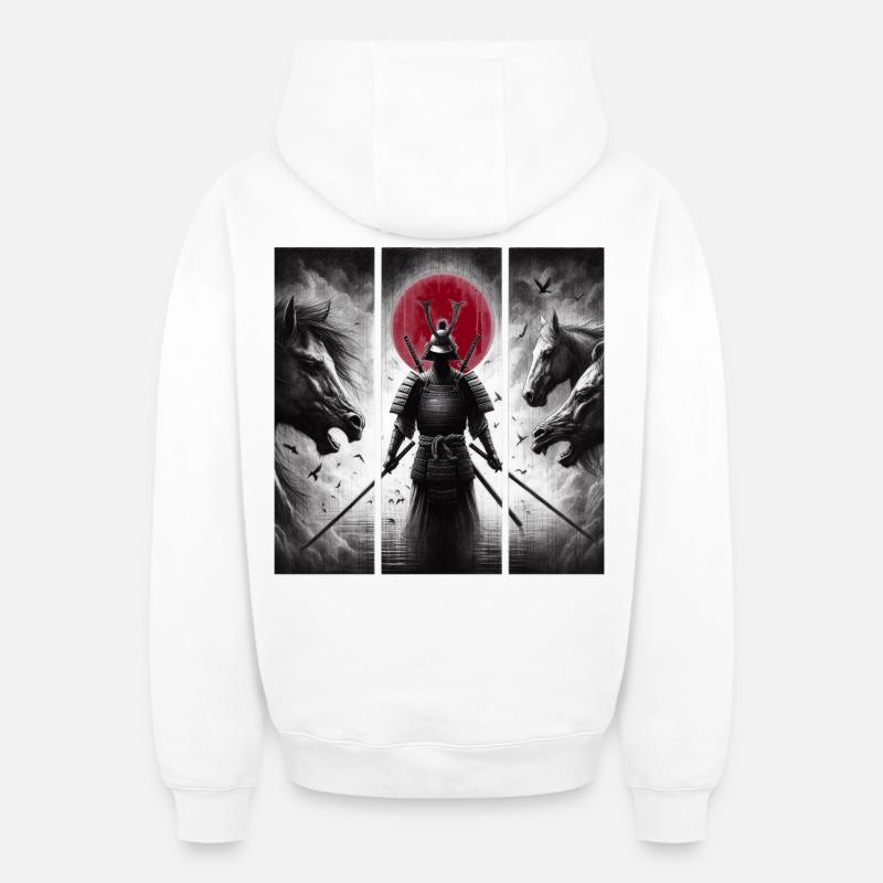 Samouraï - Sweat à capuche unisexe zippé oversize épais SPREAD - blanc