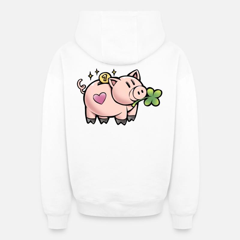Tirelire sucrée - Sweat à capuche unisexe zippé oversize épais SPREAD - blanc