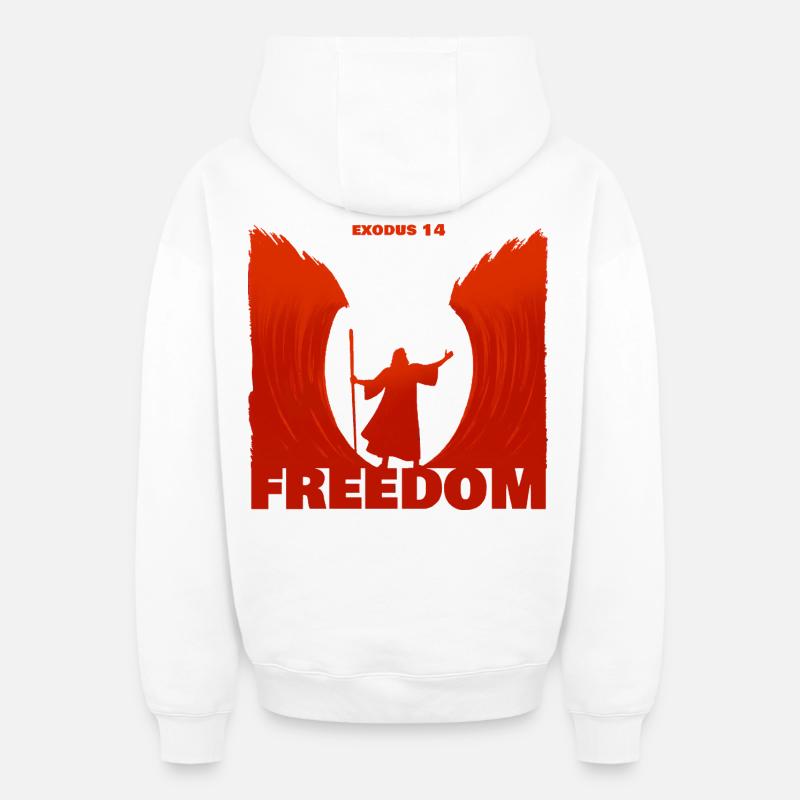 Exode : la liberté - Sweat à capuche unisexe zippé oversize épais SPREAD - blanc