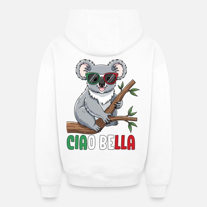 Ciao Bella - Sweat à capuche unisexe zippé oversize épais SPREAD - blanc
