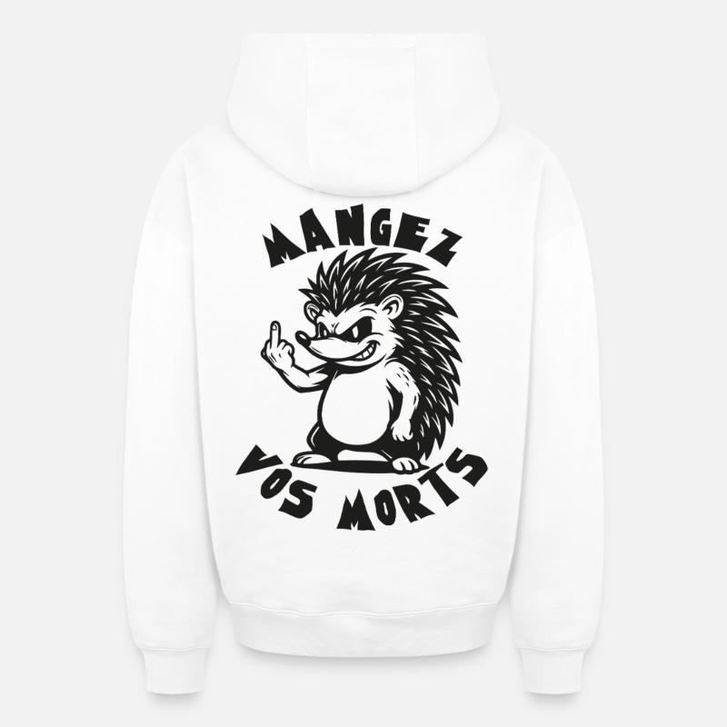 Hérisson insolent doigt levé - Sweat à capuche unisexe zippé oversize épais SPREAD - blanc