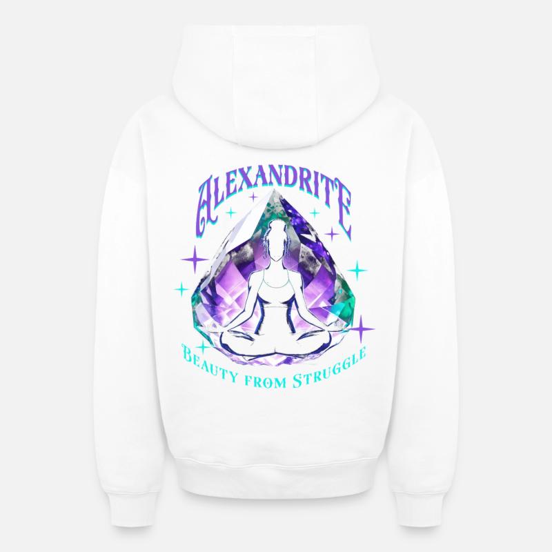 Alexandrite, pierre de naissance - Sweat à capuche unisexe zippé oversize épais SPREAD - blanc