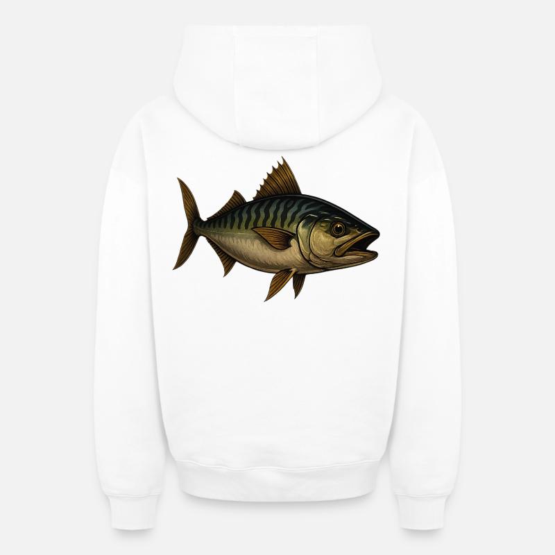 Illustration de maquereau vif - Sweat à capuche unisexe zippé oversize épais SPREAD - blanc