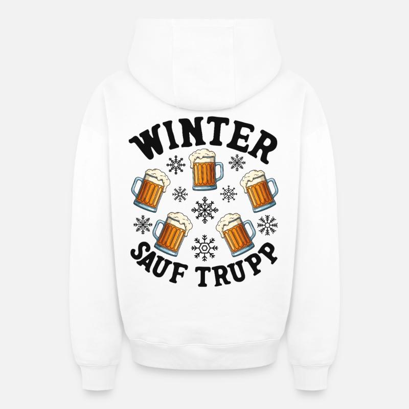 Escouade d’alcool d’hiver - Sweat à capuche unisexe zippé oversize épais SPREAD - blanc