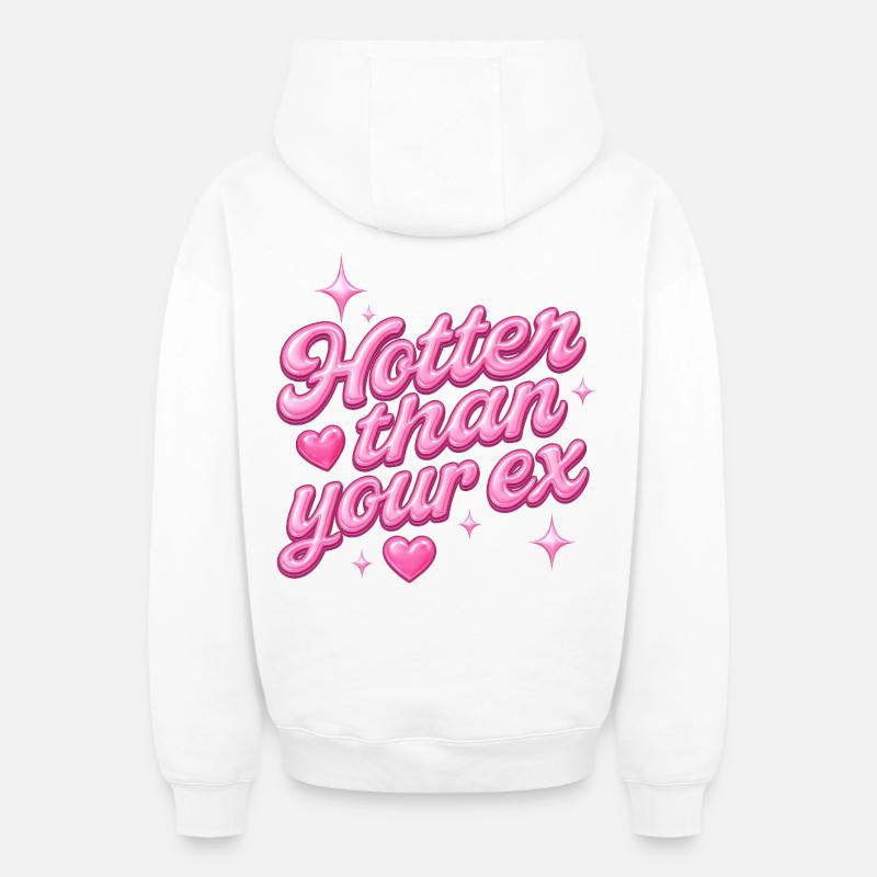 Plus chaud que ton ex - Sweat à capuche unisexe zippé oversize épais SPREAD - blanc