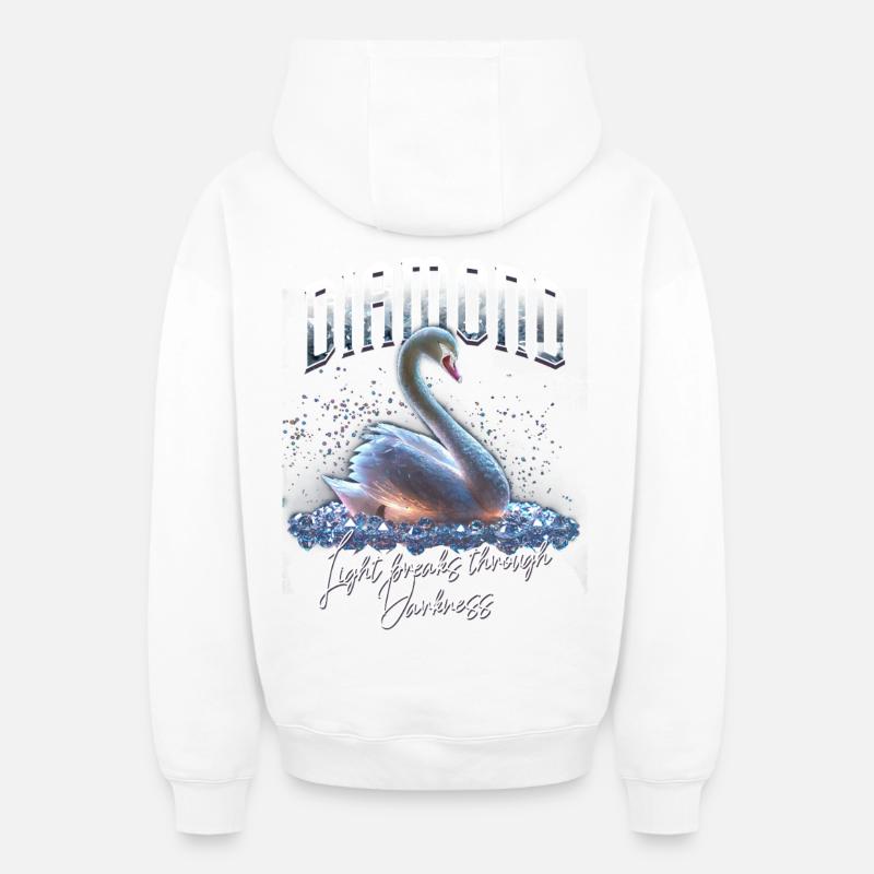 Pierre de naissance Avril Diamant - Sweat à capuche unisexe zippé oversize épais SPREAD - blanc