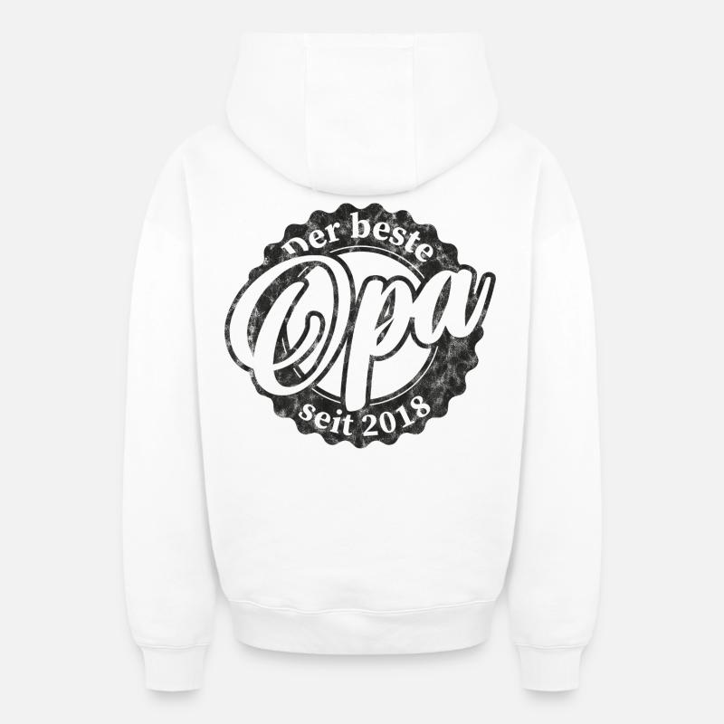 Le meilleur papy depuis 2018 - Sweat à capuche unisexe zippé oversize épais SPREAD - blanc