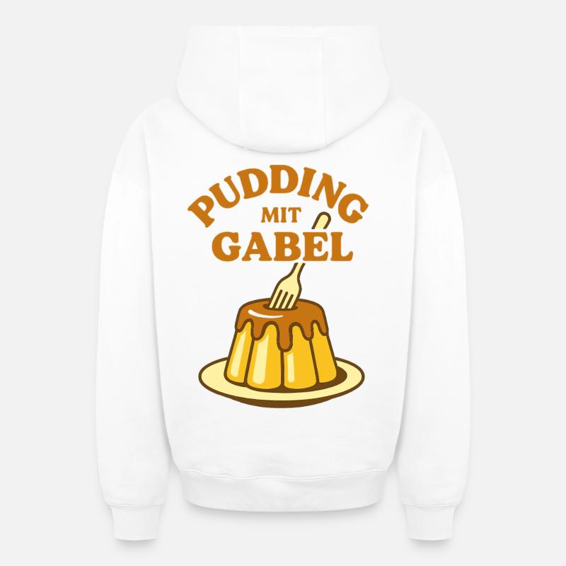 Pudding with fork - Oversized Heavyweight Unisex Zip Hoodie - white