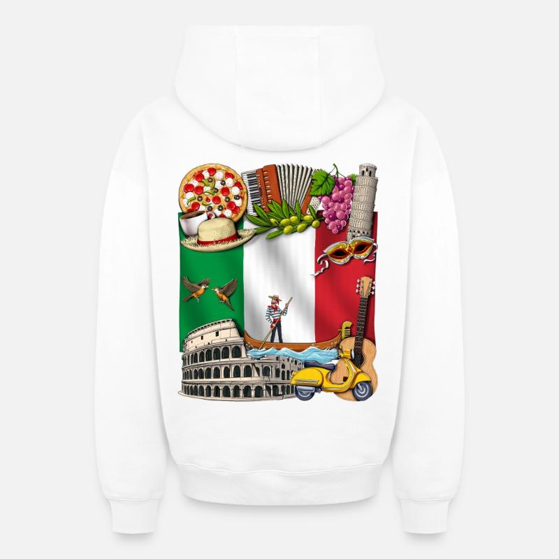 Italie - Sweat à capuche unisexe zippé oversize épais SPREAD - blanc