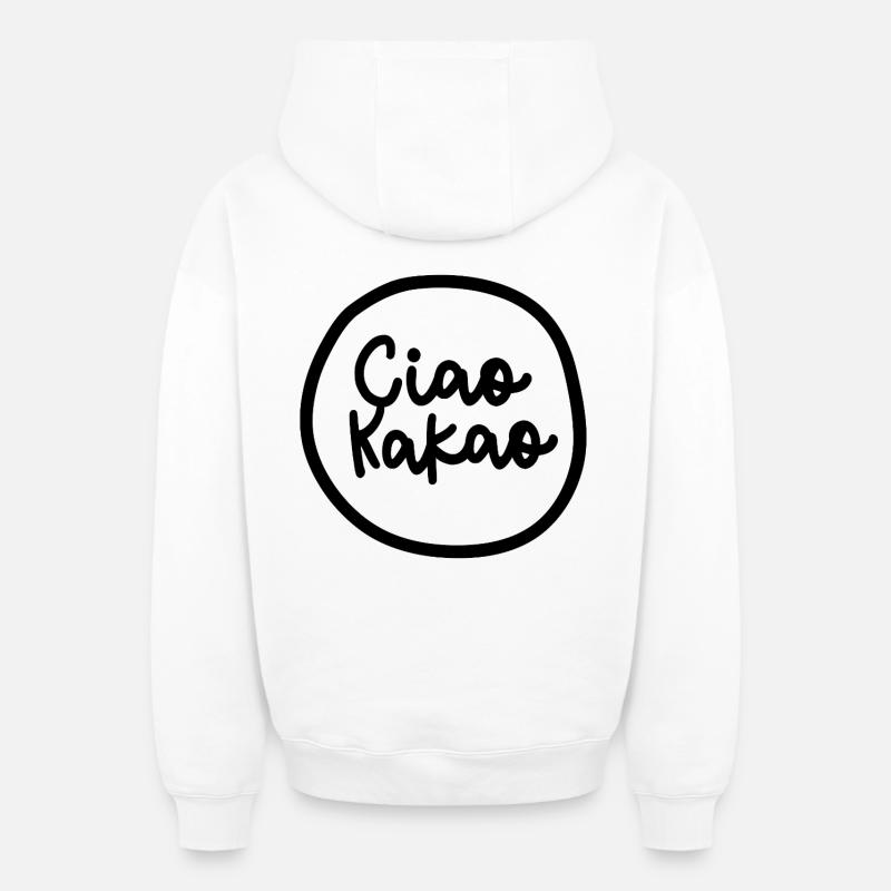 « Ciao Cacao » - Sweat à capuche unisexe zippé oversize épais SPREAD - blanc