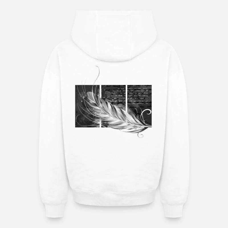Plume Triptyque - Sweat à capuche unisexe zippé oversize épais SPREAD - blanc