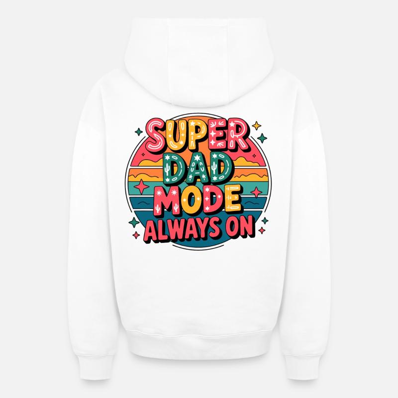 Mode Super Dad toujours actif - Sweat à capuche unisexe zippé oversize épais SPREAD - blanc