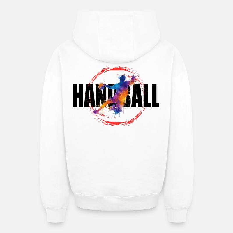 Handball - Sweat à capuche unisexe zippé oversize épais SPREAD - blanc