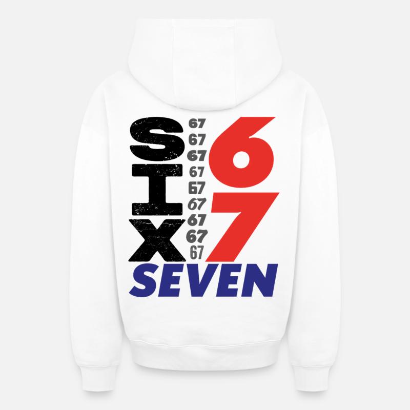 Six Sept, 67 - Sweat à capuche unisexe zippé oversize épais SPREAD - blanc