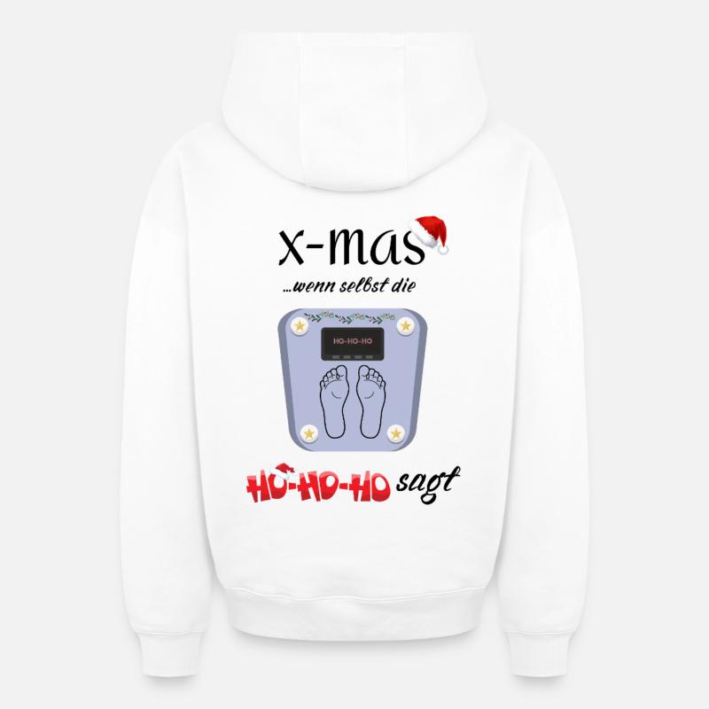 Échelle de Noël Ho Ho Ho - Sweat à capuche unisexe zippé oversize épais SPREAD - blanc