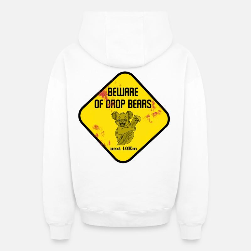 Warnschild Drop Bears - Oversized Heavyweight Unisex Zip Hoodie - Weiß