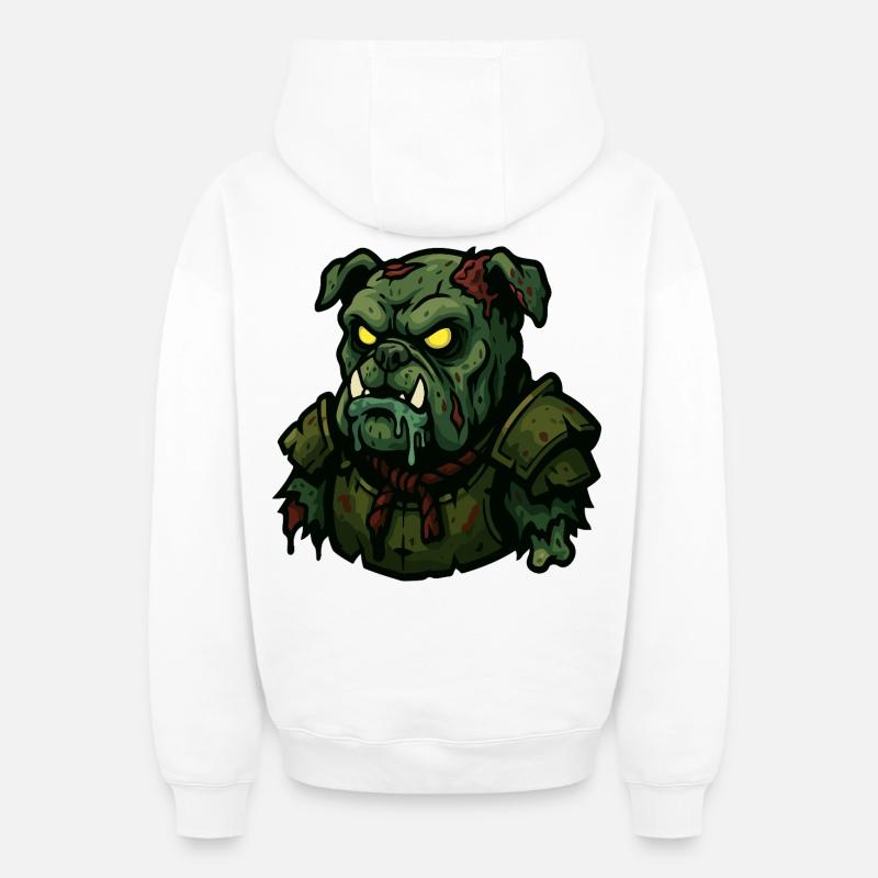 Guerrier bouledogue mort-vivant - Sweat à capuche unisexe zippé oversize épais SPREAD - blanc