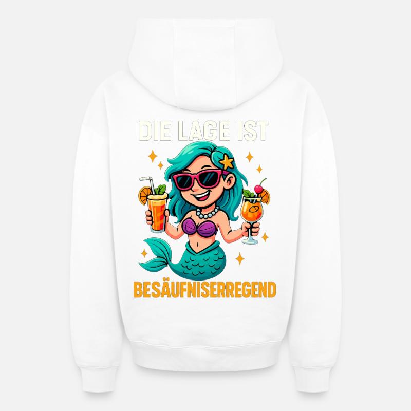 L’endroit est ivre, sirène - Sweat à capuche unisexe zippé oversize épais SPREAD - blanc