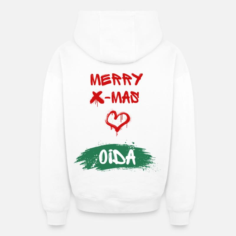 Noël, Oida - Sweat à capuche unisexe zippé oversize épais SPREAD - blanc
