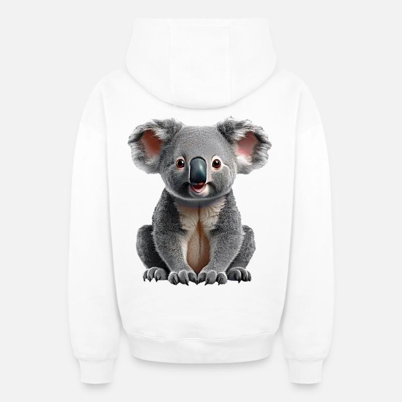 Koala - Sweat à capuche unisexe zippé oversize épais SPREAD - blanc