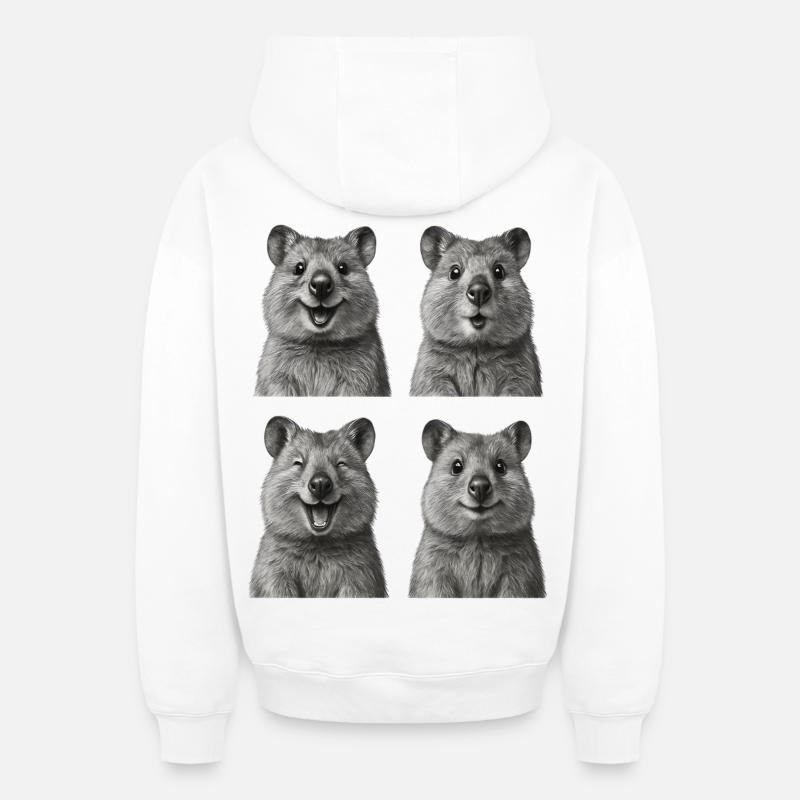 Quokkas heureux - Sweat à capuche unisexe zippé oversize épais SPREAD - blanc