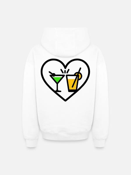 Cocktails Heart Summer Party Beach Gift - Oversized Heavyweight Unisex Zip Hoodie - white