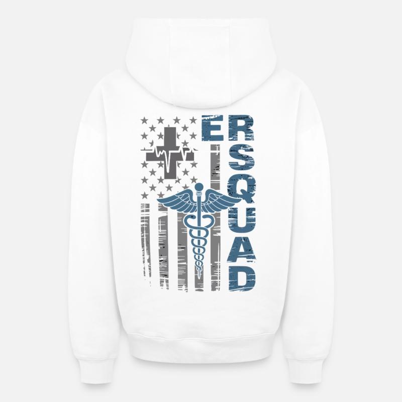 Écusson d’urgence du caducée - Sweat à capuche unisexe zippé oversize épais SPREAD - blanc