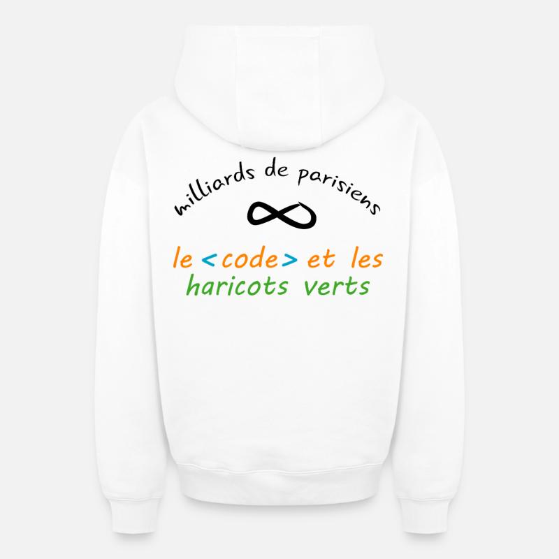 8_milliards_de_parisiens_le_code_et_les_haricot - Sweat à capuche unisexe zippé oversize épais SPREAD - blanc