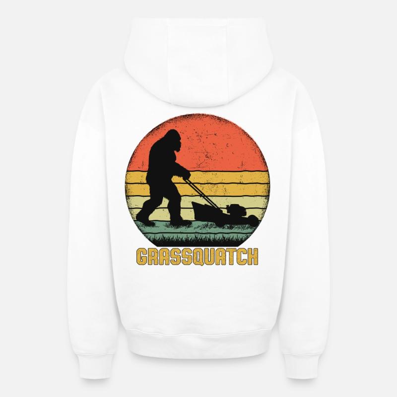 Grassquatch Bigfoot - Sweat à capuche unisexe zippé oversize épais SPREAD - blanc