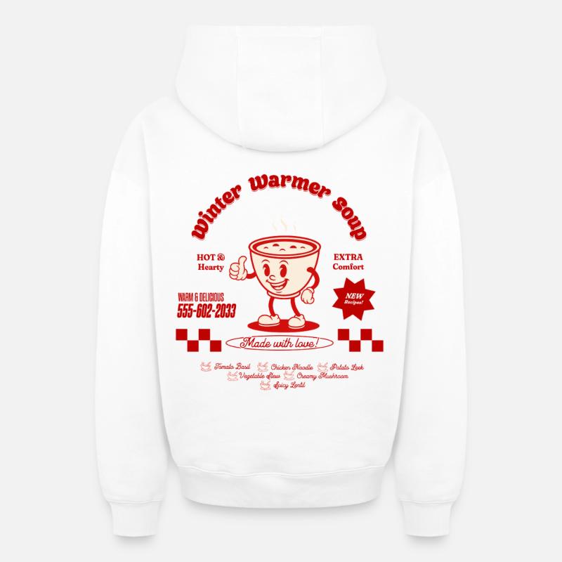 Soupe chaude d’hiver - Sweat à capuche unisexe zippé oversize épais SPREAD - blanc