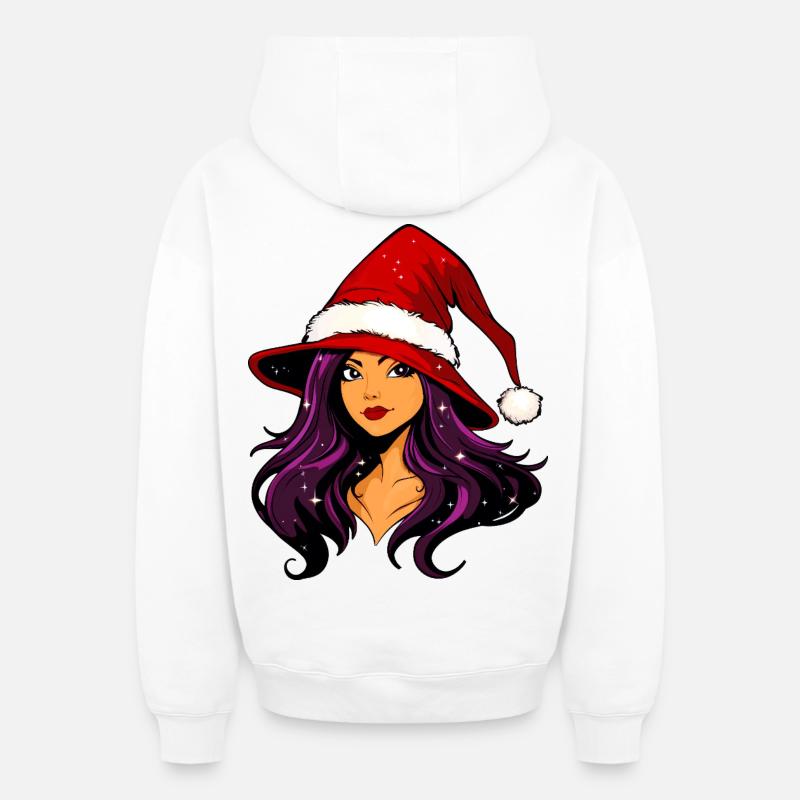 Sorcier Père Noël - Sweat à capuche unisexe zippé oversize épais SPREAD - blanc