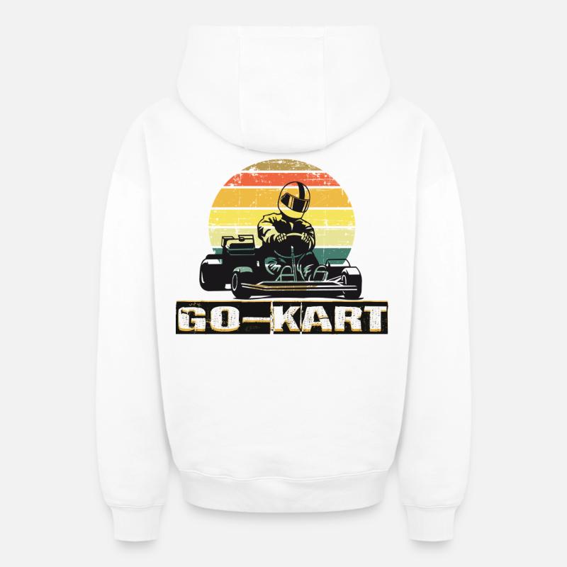 Faire du karting - Sweat à capuche unisexe zippé oversize épais SPREAD - blanc