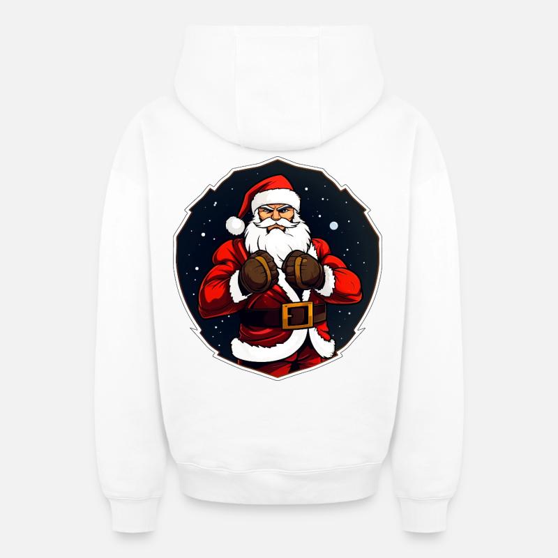 Combattant de Noël - Sweat à capuche unisexe zippé oversize épais SPREAD - blanc
