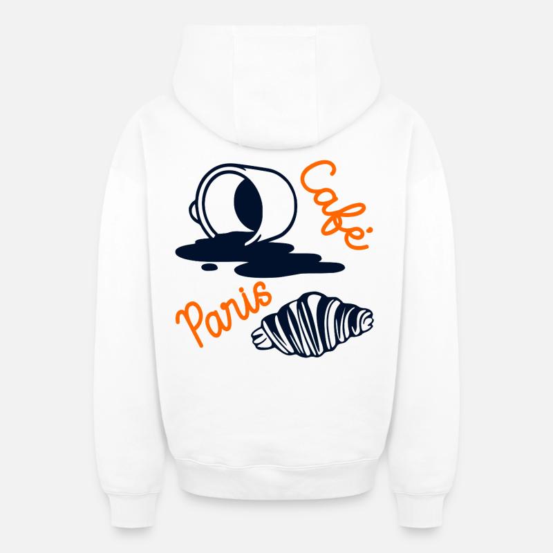 Croissant Coffee Paris - Sweat à capuche unisexe zippé oversize épais SPREAD - blanc