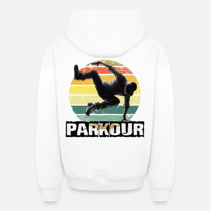 Parkour - Sweat à capuche unisexe zippé oversize épais SPREAD - blanc